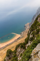 View of the sea/ocean and city of Gibraltar from the top of the rock
