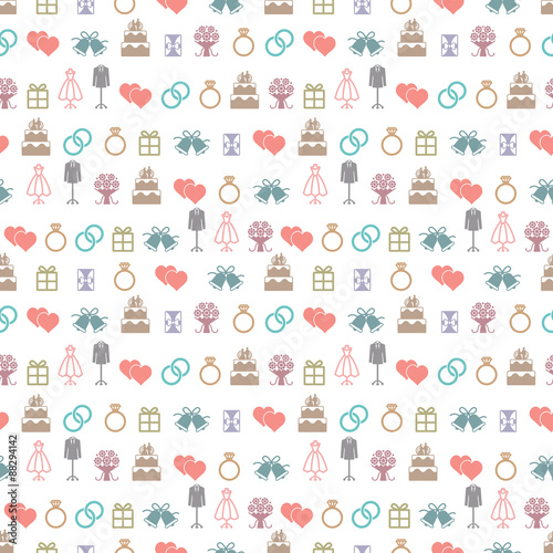 Colorful Wedding Themed Vector Seamless Pattern Background Stock Colorful Wedding Themed Vector Seamless Pattern Background