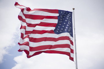 American Flag with Sky Background