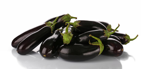 Fresh eggplants isolated on white