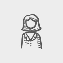 Female doctor sketch icon