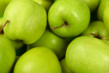 Ripe green apples close up