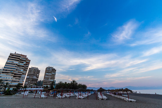 Beautiful sky over the beach, Torremolinos, Spain
