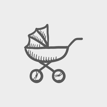 recommend clip art: Baby stroller sketch icon