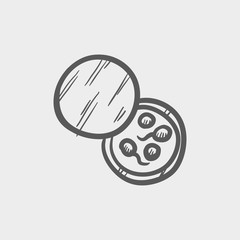 Petri dish with bacteria sketch icon