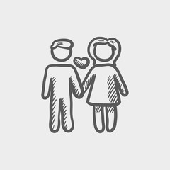 Loving couple sketch icon