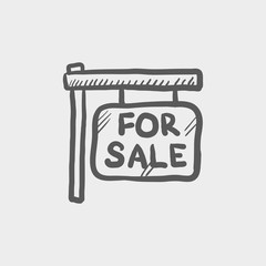For sale placard sketch icon