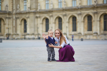 Mother and little son in Paris