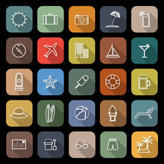 Summer line flat icons with long shadow