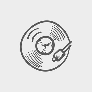 Phonograph turntable sketch icon