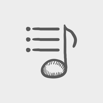 Musical note with bar sketch icon