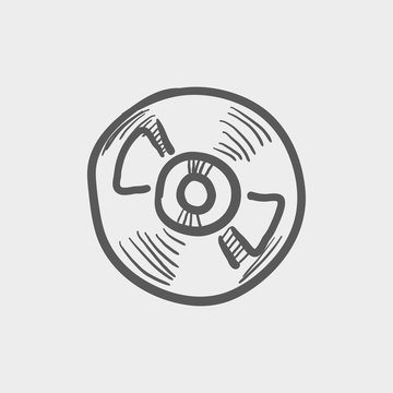 Reel tape deck player recorder sketch icon