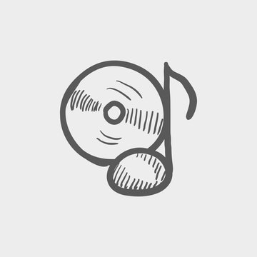Note with phonograph record sketch icon