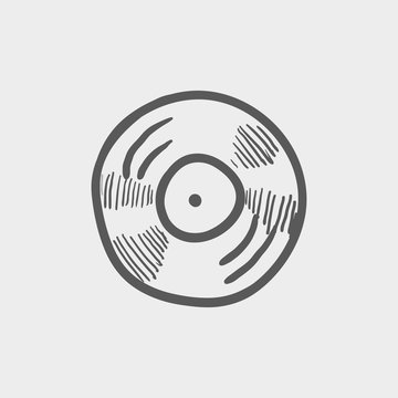 Vinyl disc sketch icon