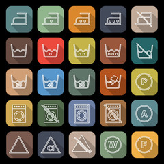 Laundry line flat icons with long shadow