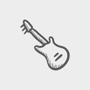 Vintage Electric Guitar Sketch Icon