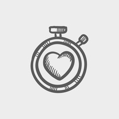Heart time sketch icon