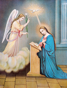 Typical catholic image of The Annunciation from the end of 19. cent.