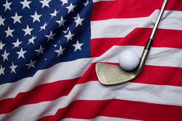 Golf ball with flag of USA