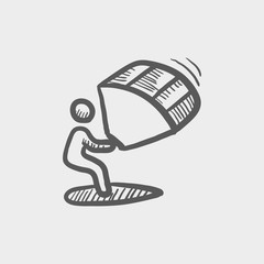 Obraz premium Kite surfing sketch icon 