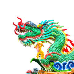 Dragon statue on white background