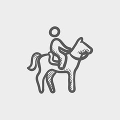 Horse riding sketch icon