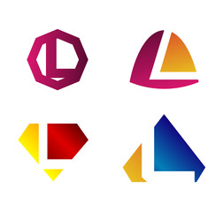 Vector illustration of abstract icons based on the letter L
