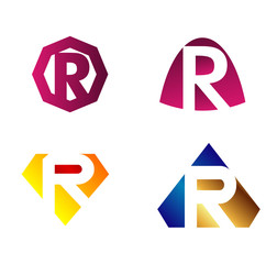 Unusual Letters R Set Vector Illustration
