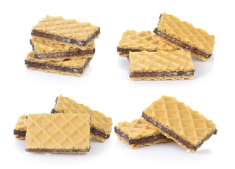 Wafers with chocolate isolated on white background