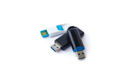 USB flash drives isolate on white background.