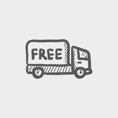 Free delivery van sketch icon