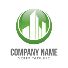 Building logo circular - Green Color.  Building Logo Green Color . Building or real estate logo template.