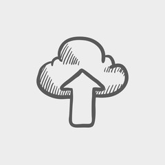 Cloud with arrow up sketch icon