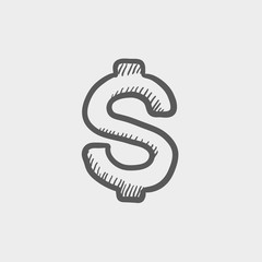 Dollar symbol sketch icon