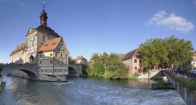 Old Town Hall, Regnitz River, Bamberg, Franconia, Bavaria, Germany