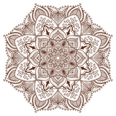 Mandala. The circular pattern of the hand. Handmade. Vector illustration on white background. Isolated.