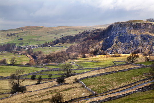 Stainforth Scar from Langcliffe near Settle, Yorkshire Dales, Yorkshire