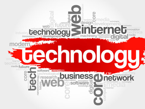 Technology word cloud, business concept
