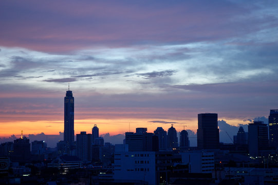 Bangkok City Thailand Sky Scrapper at dawn