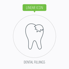 Dental fillings icon. Tooth restoration sign.