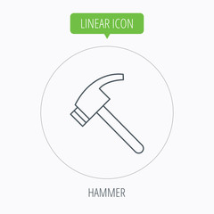 Hammer icon. Repair or fix tool sign.