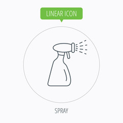 Cleaning spray bottle icon. Washing tool sign.
