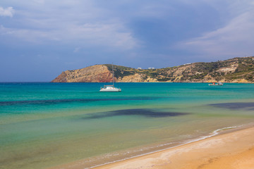 Fototapeta na wymiar Provatas beach, Milos island, Cyclades, Aegean, Greece