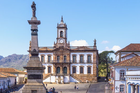 Tiradentes Plaza and Da Inconfidencia Museum, Ouro Preto, Minas Gerais, Brazil