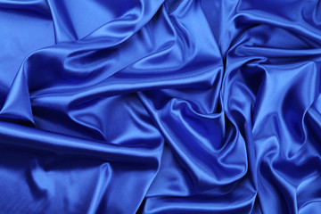 Blue silk drapery.
