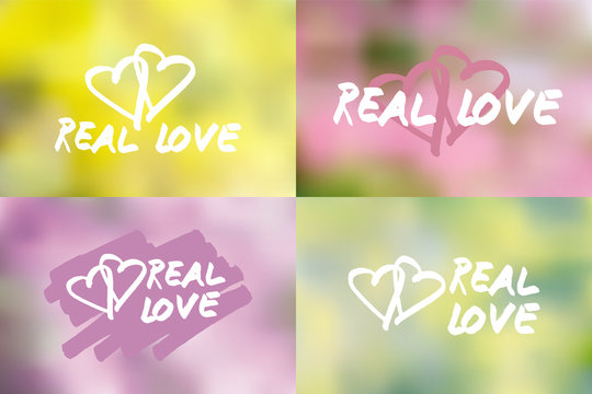 4 Love tags on blur pastel background.