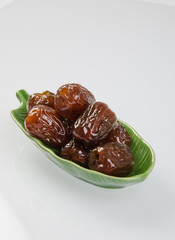 Dried preserved. Sweet syrup monkey apple or Chinese date on bac