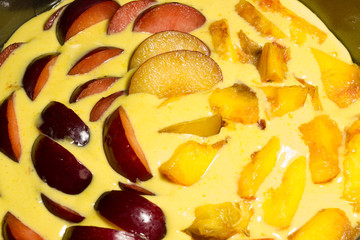 Pie of peaches and plums