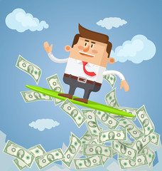 Wealthy businessman. Vector flat cartoon illustration