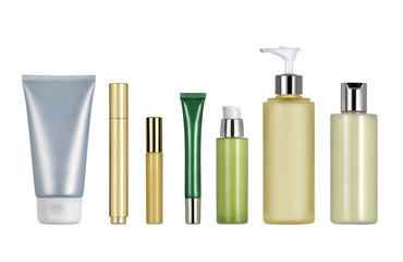 Generic cosmetics containers isolated on white background